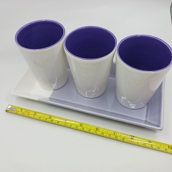 Violet and Off White Royal Doulton 9" Porcelain Tray with Trio of Pots - Picture 7 of 10